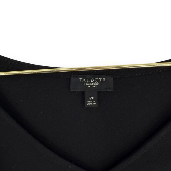 Talbots Basic Black Sleeveless Stretch Jersey A Line Casual Dress, Size 12 P - Picture 2 of 4